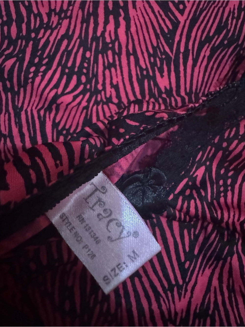 Pink and Black Printed Satin Cami Slip Dress - Picture 9 of 11